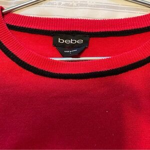 Bebe Vibrant Red Top with Black Accents